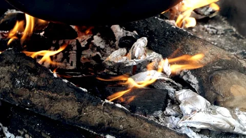 The fire is kindling under the cauldron 스톡 동영상 129091453