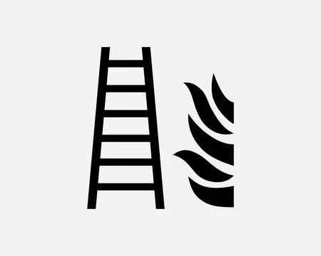 Fire Ladder Steps Firefighting Equipment Tool Device Icon Sign Vector Stock Illustration