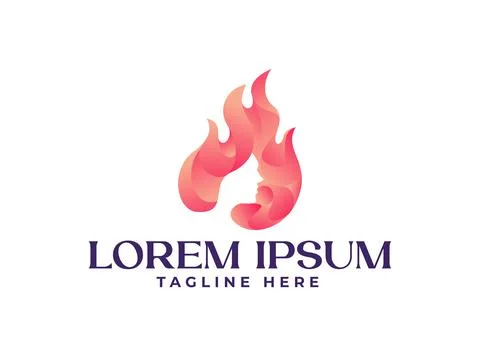 Fire lady logo design template Stock Illustration