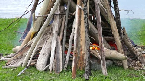 The fire on the lake Stock Footage 50884434