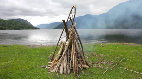 The fire on the lake Video stock 50884498