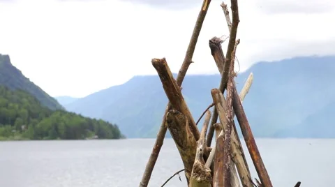 The fire on the lake Stock Footage 50884823