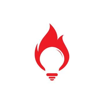 Fire Lamp Logo Vector Design Template Stock Illustration