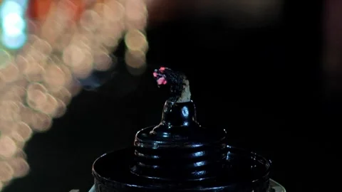Fire lamp at night time. Stock Footage 304647160