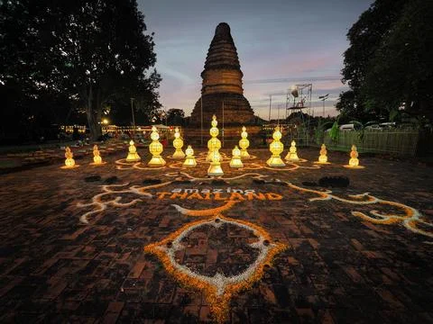 Fire lamp or floating lantern in Yipeng festival at Loy krathong Day, Chian.. Stock-Fotos