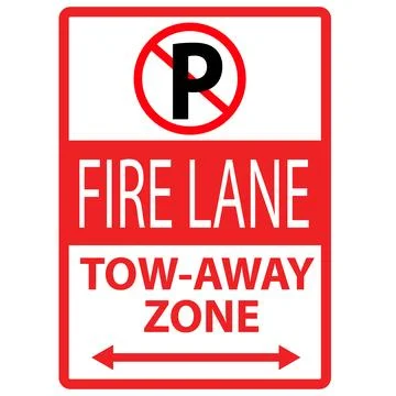 Fire lane tow away zone. No parking fire zone logo. Fire route symbol. Stock Illustration