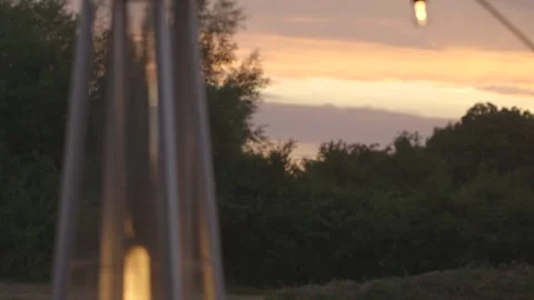 Fire lantern burning at sunset Stock Footage 247331203