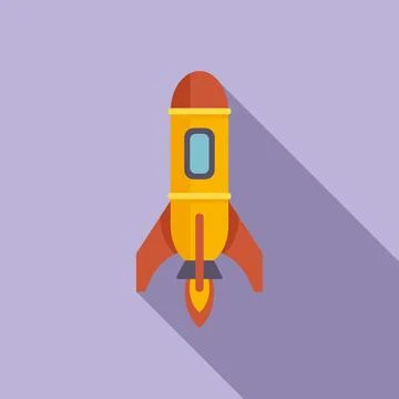 Fire launch icon flat vector. Space rocket 스톡 일러스트