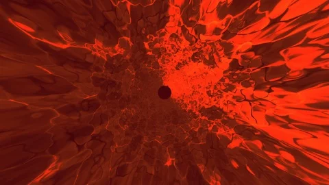 Fire lava pit tunnel animation. Surreal artistic background graphic of twisting  Stock Footage 103347638