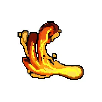 Fire lava splash pixel art vector illustration Stock Illustration