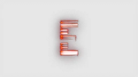 Fire letter E with glitch effect and alpha channel, fire letter and alphabet Stock Footage 278130350