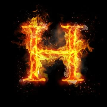 Fire letter H of burning flame light Stock Illustration