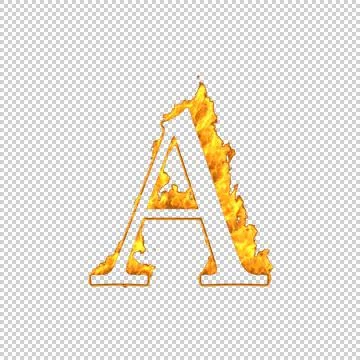 Fire letter A isolated on transparent background, 3d illustration Stock Illustration