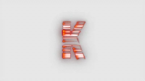 Fire letter K with glitch effect and alpha channel, fire letter and alphabet Stock Footage 278130556