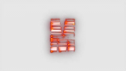 Fire letter M with glitch effect and alpha channel, fire letter and alphabet Stock Footage 278130615