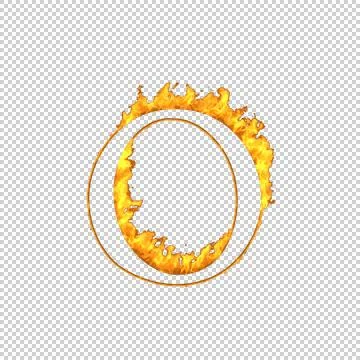 Fire letter O isolated on transparent background, 3d illustration Stock Illustration