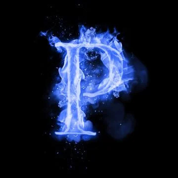 Fire letter P of burning flame light Stock Illustration