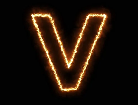 Fire Letter V Video stock 133842158
