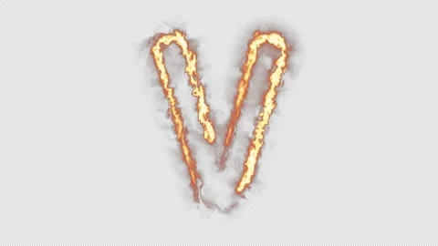 Fire Letter V Stock Footage 254505059