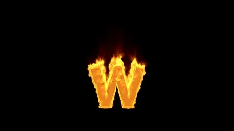 Fire letter W Video stock 76273880