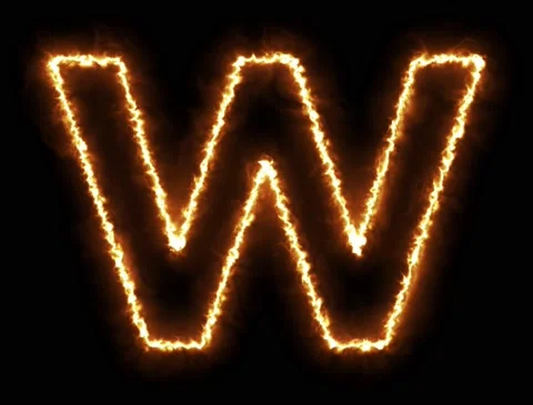 Fire Letter W Stock Footage 133842179