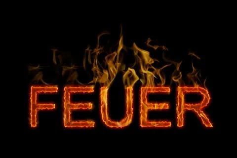 Fire lettering german Stock Illustration