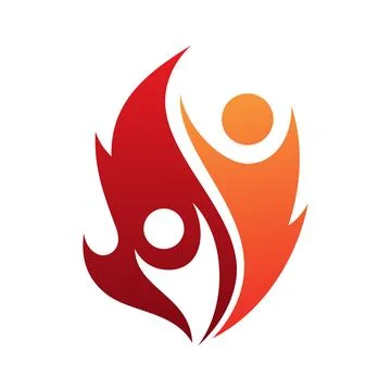 Fire life vector icon with two people in abstract style 스톡 일러스트