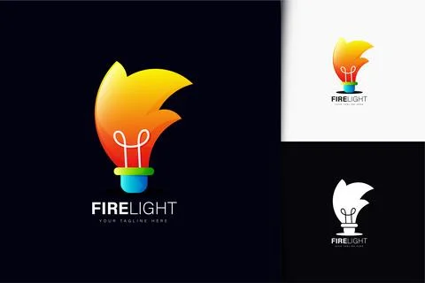 Fire light logo design with gradient Stock Illustration