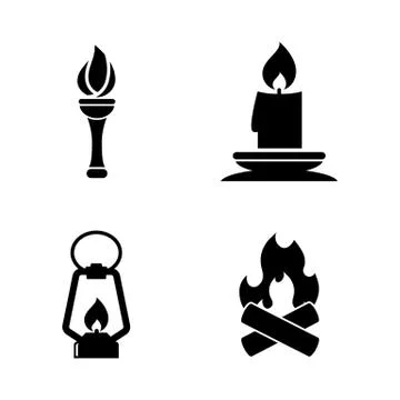 Fire Light Source. Simple Related Vector Icons Stock Illustration
