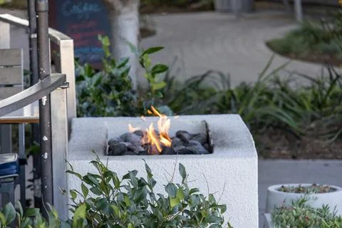 A fire at The Lighthouse Waterfront Dining Restaurant at Marina Park in New.. Stock Photos
