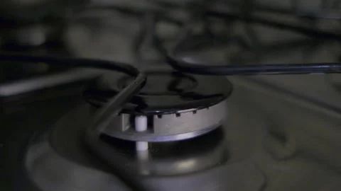 FIRE LIGHTING UP ON THE STOVE IN SLOW MOTION 2 Stock Footage 150337480