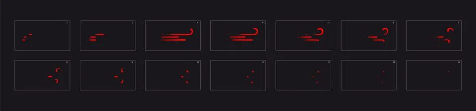 Fire line effect. Fire explosion animation. Sprite sheet for game, cartoon or Stock Illustration