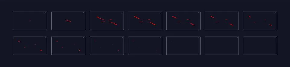 Fire line explosion Animation. red Line Smoke animation. Sprite sheet for gam Stock Illustration