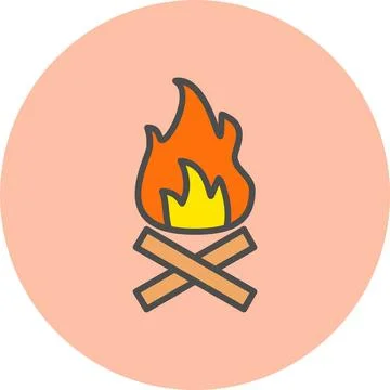 Fire Line Filled Circle Icon 스톡 일러스트