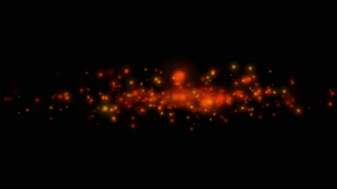 Fire line glowing flying bokeh particles on black background Stock Footage 201679281