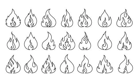 Fire line icon. Flame outline symbol for warning sign. Web interface element and Stock Illustration