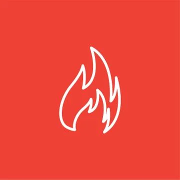 Fire Line Icon On Red Background. Red Flat Style Vector Illustration Stock Illustration