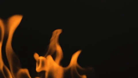 Fire line or flames isolated on black background. Full HD slow motion resolution Stock Footage 248394340
