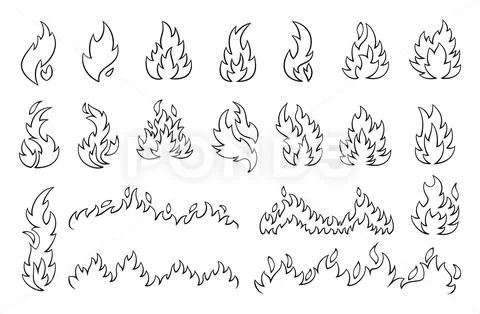 Fire Flame Outline Temporary Tattoo - Set of 3 – Tatteco