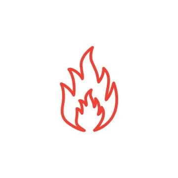 Fire Line Red Icon On White Background. Red Flat Style Vector Illustration. Stock Illustration