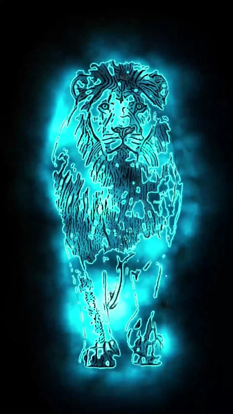 Fire Lion Walking Forward – Epic Flame Animal 3D Animation Stock Footage 341802222