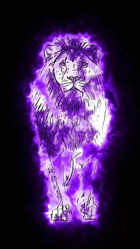 Fire Lion Walking Forward – Epic Flame Animal 3D Animation Stock Footage 341802225