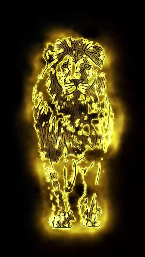 Fire Lion Walking Forward – Epic Flame Animal 3D Animation Stock Footage 341802230