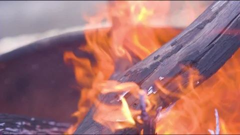 Fire lit for a barbecue grill Video stock 76139674