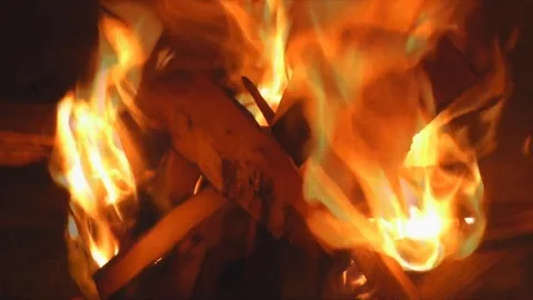 The Fire is Lit in the Grill, Chips and Firewood Stock Footage 73637237