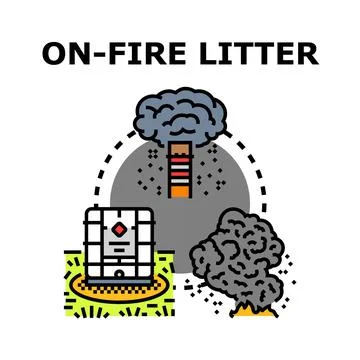 On fire litter causing air pollution and environmental damage Stock Illustration