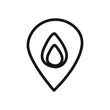 Fire location icon linear vector graphics sign Stock Illustration
