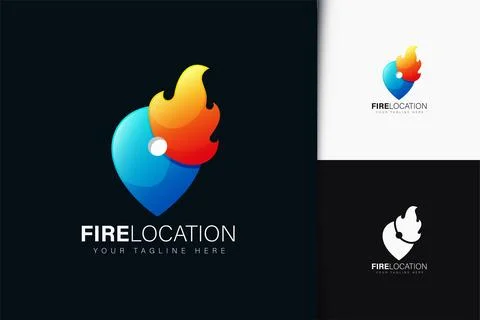 Fire location logo design with gradient Stock Illustration