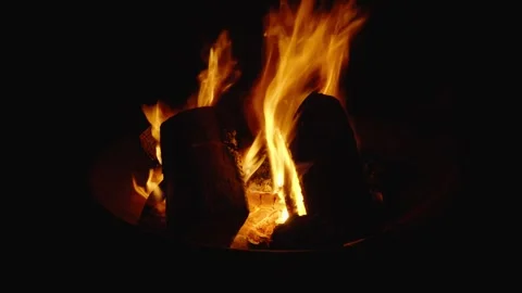 Fire log wood time-lapse burning natural hardwood campfire outdoor flames Stock Footage 291687874