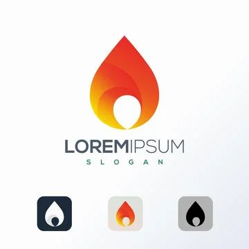 Fire logo design template. Vector illustration. Red, orange and black colors. Stock Illustration